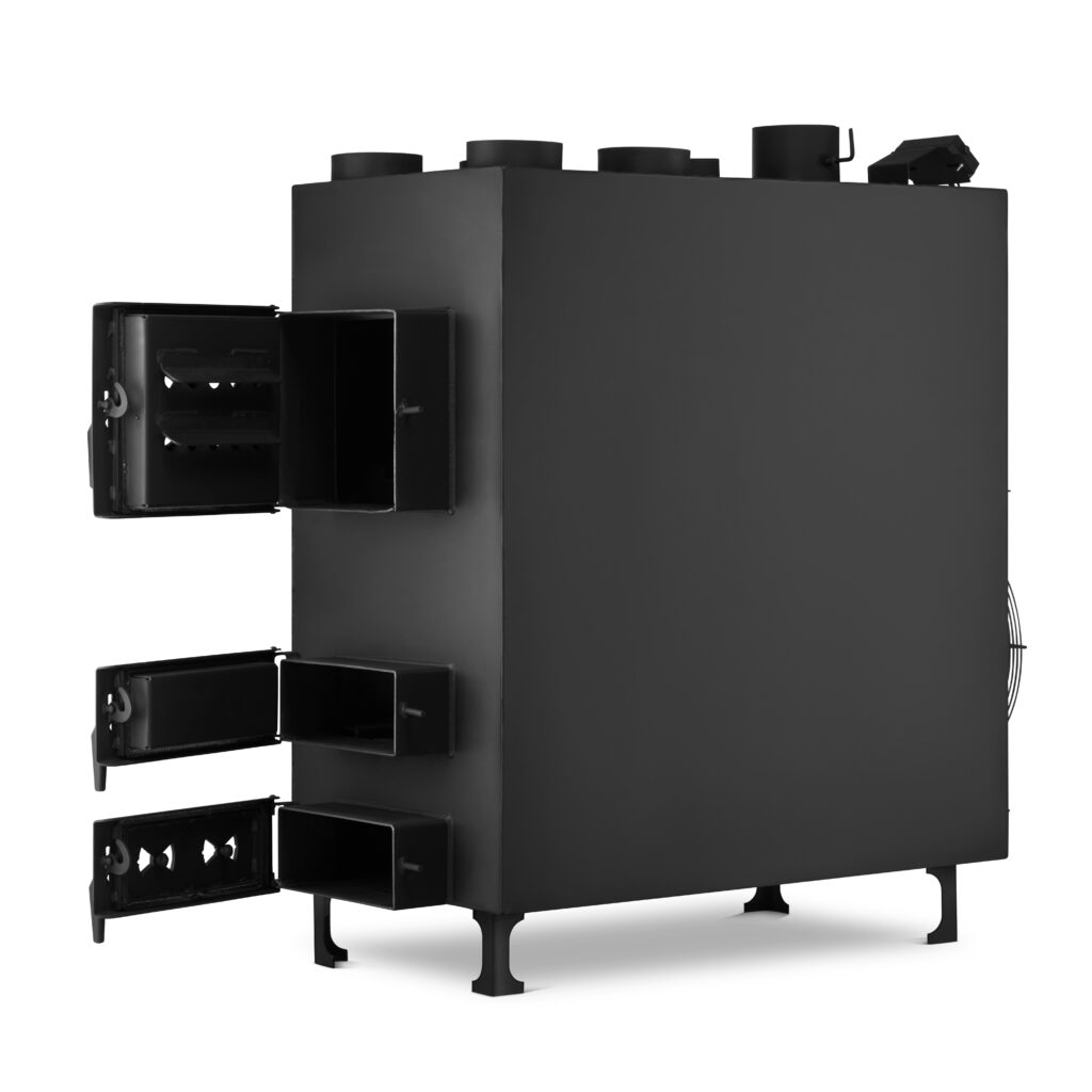 piec nadmuchowy PN5 widok z boku z otwartymi drzwiczkami