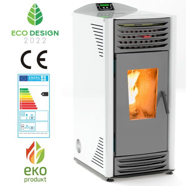 Piec powietrzny ekologiczny na pellet HELENA 8 kW biały A++