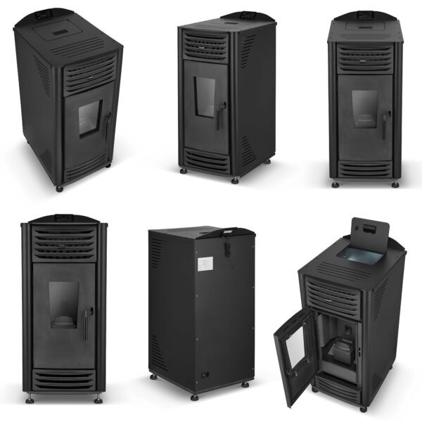 Piec powietrzny ekologiczny na pellet HELENA 8 kW czarny A++