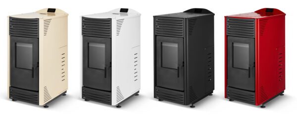 Piec kominek kocioł z płaszczem wodnym na pellet TOBY 15 kW czerwony A++