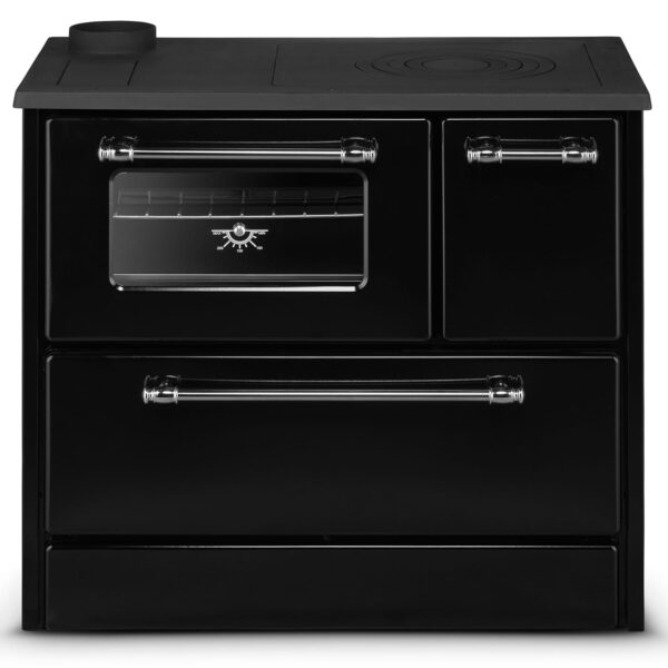 Kuchnia na drewno piec kominek koza kuchnia kocioł CO grudziądzka kolor czarny z płaszczem wodnym 16kW LEWA