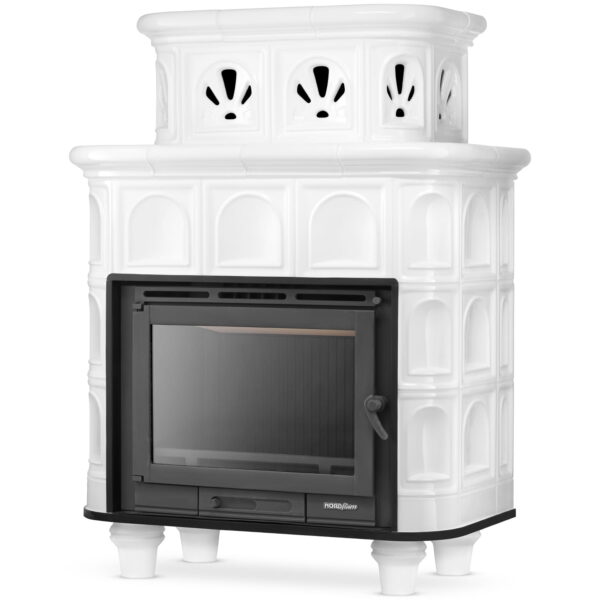 Piec kominek piecyk koza kaflowy ceramiczny obudowa kominkowa SALZBURG biały wkład FERGUSS FGS-LUX18 11,7 kW