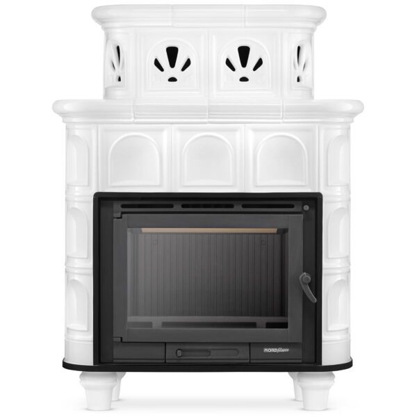 Piec kominek piecyk koza kaflowy ceramiczny obudowa kominkowa SALZBURG biały wkład FERGUSS FGS-LUX18 11,7 kW